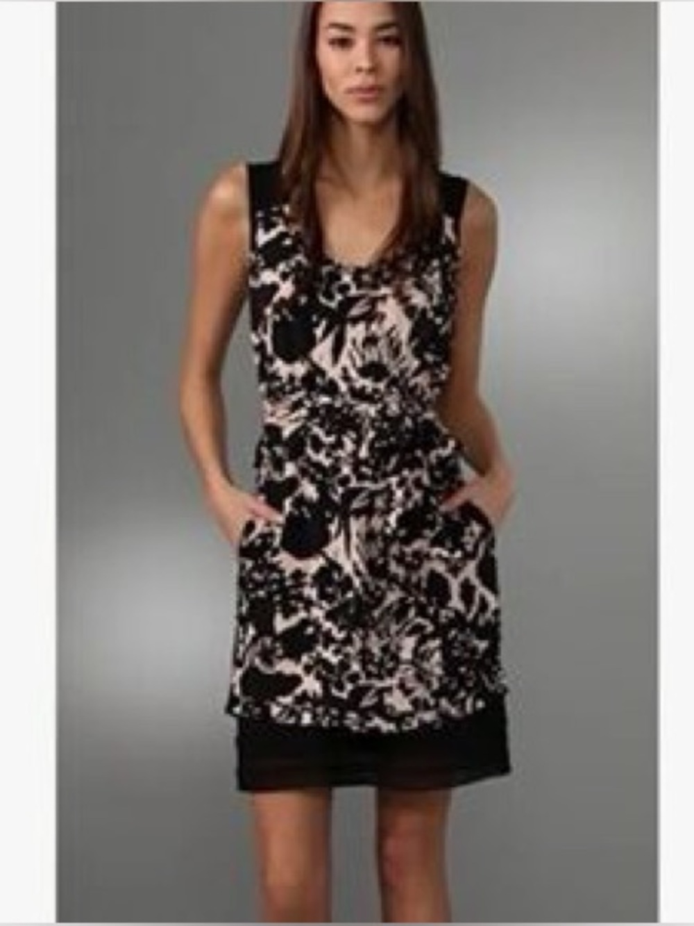 Diane von Furstenberg Silk Blend Black & Cream Floral Dress  2. wedding guest